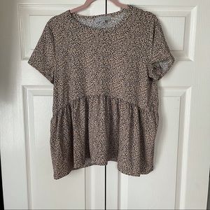 GAZE Leopard Print Peplum Top